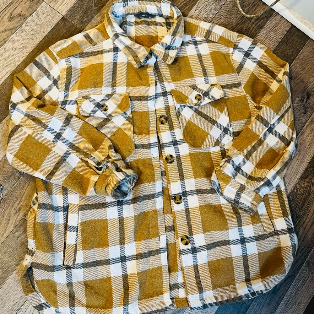 Heavy flannel burnt orange & white